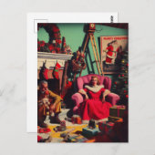 Horror Spooky Weihnachts Retro Familienportrait Postkarte (Vorne/Hinten)