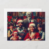 Horror Spooky Weihnachts Retro Familienportrait Postkarte (Vorne/Hinten)