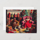 Horror Spooky Weihnachts Retro Familienportrait Postkarte (Vorne/Hinten)