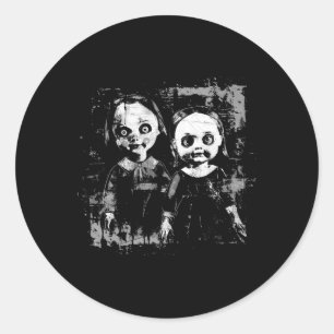 Horror Spuk Doll Creepy Toy Halloween Goth Alt Runder Aufkleber