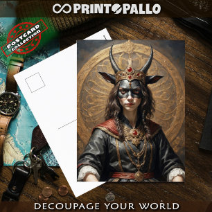 Horror Sukkubus Königin auf Thronpostkarte Postkarte