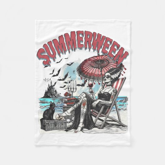 Horror Summerween Halloween Vintag Beac Fleecedecke (Vorderseite)