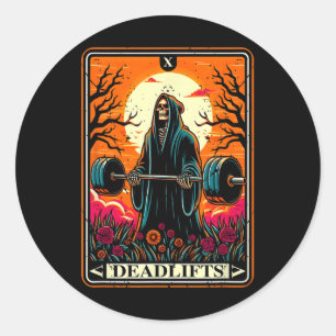 Horror Tarot Card Deadlisiert das Death Gym Workou Runder Aufkleber