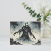 Horror-Totenschädel in schwarzer Klappe Postkarte (Stehend Vorderseite)