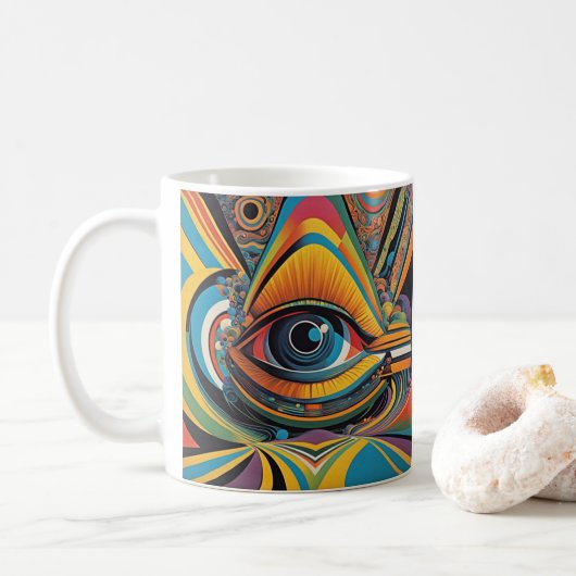 Horror Vacui Psychedelic Artwork aus den 1960er Ja Kaffeetasse (Mit Donut)