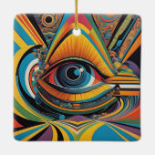 Horror Vacui Psychedelic Artwork aus den 1960er Ja Keramikornament (Rückseite)