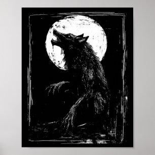 Horror Werewolf Head Halloween Mythology Wolf Shif Poster
