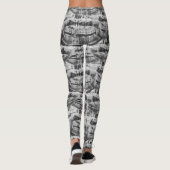 Horror-Zähne Schwarzweißmuster Leggings (Rückseite)