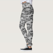 Horror-Zähne Schwarzweißmuster Leggings (Links)