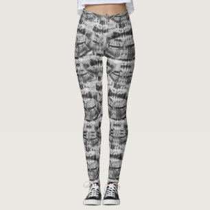 Horror-Zähne Schwarzweißmuster Leggings