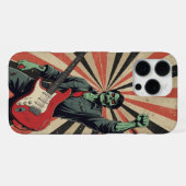 Horror Zombie Rock Guitarist Soviet Art Music Fan iPhone Hülle (Rückseite (Horizontal))