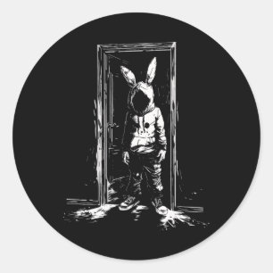 Horrorkaninchen-Maskenmann-Hase Alt Goth Schlitzer Runder Aufkleber