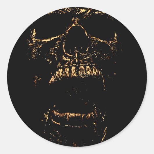 Horrorstuff Golden Skull Runder Aufkleber (Vorderseite)
