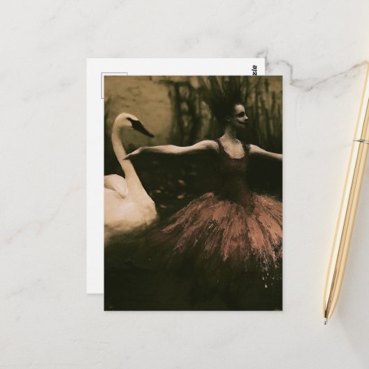 Horrortänzerin und Schwan Postkarte (Vorderseite/Rückseite Beispiel)