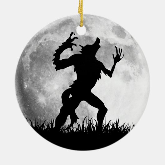 Horrorwerewolf-Vollmond-Umwandlung - cool Keramikornament (Hinten)