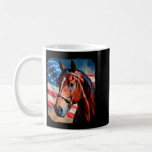 Horse 4th Of July Patriotic Horse American Flag Kaffeetasse (Links)