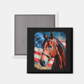 Horse 4th Of July Patriotic Horse American Flag  Magnet (Vorderseite/Rückseite)