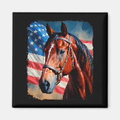 Horse 4th Of July Patriotic Horse American Flag  Magnet (Vorne)