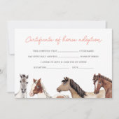 Horse Adoption Fill in Certificate Card (Vorderseite)