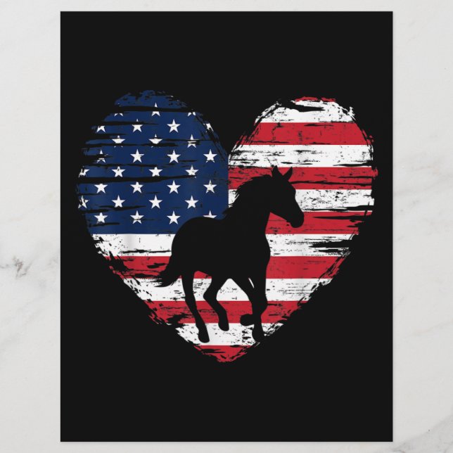 Horse American Flag Heart USA Patriotic Pride Briefbogen (Vorderseite)