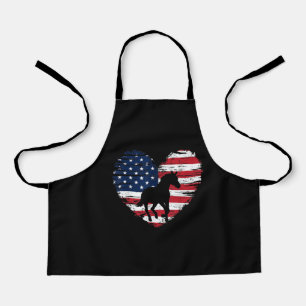 Horse American Flag Heart USA Patriotic Pride Schürze