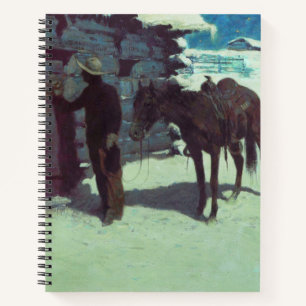 Horse and Cowboy Winter Snow Notizblock
