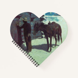 Horse and Cowboy Winter Snow Notizblock