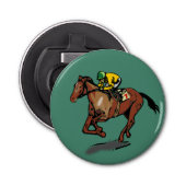 Horse and Jockey Horse Racing Dark Green Flaschenöffner (Vorderseite)