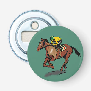 Horse and Jockey Horse Racing Dark Green Flaschenöffner