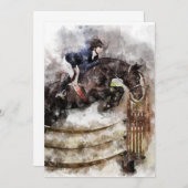 Horse and Jockey Jumping Einladung (Vorne/Hinten)