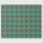 Horse and Jockey Pattern Dark Green Geschenkpapier (Flach)