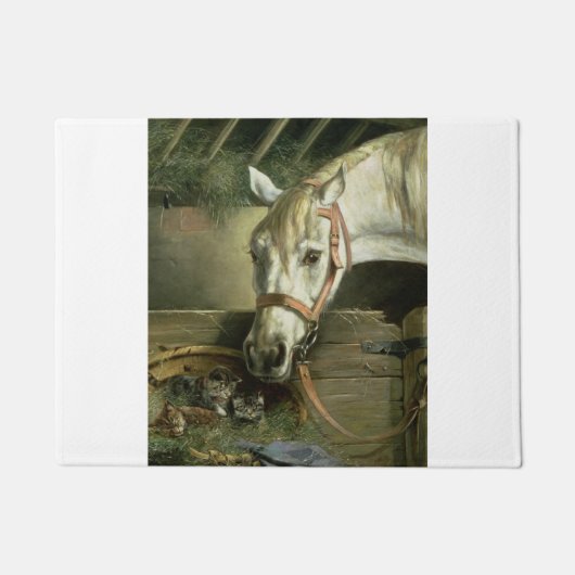 Horse And Kittens 1890 By Moritz Muller Fußmatte (Vorderseite)