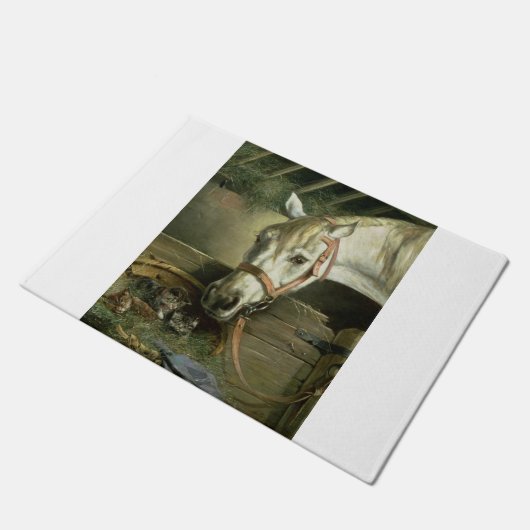 Horse And Kittens 1890 By Moritz Muller Fußmatte (Schrägansicht)