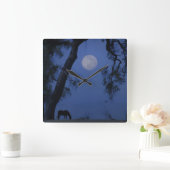 Horse and Oak Tree "Blue Moon" Clock Quadratische Wanduhr (Zuhause)