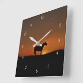 Horse and Sunrise Quadratische Wanduhr (Winkel)