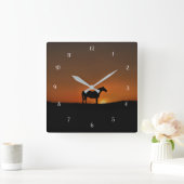 Horse and Sunrise Quadratische Wanduhr (Zuhause)