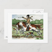 Horse Art Foxhunt girl on Paint Pony Postkarte (Vorne/Hinten)