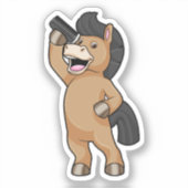 Horse as Hairdresser with Comb Aufkleber (Vorderseite)