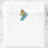 Horse as Snowboarder with Snowboard Quadratischer Aufkleber (Tasche)