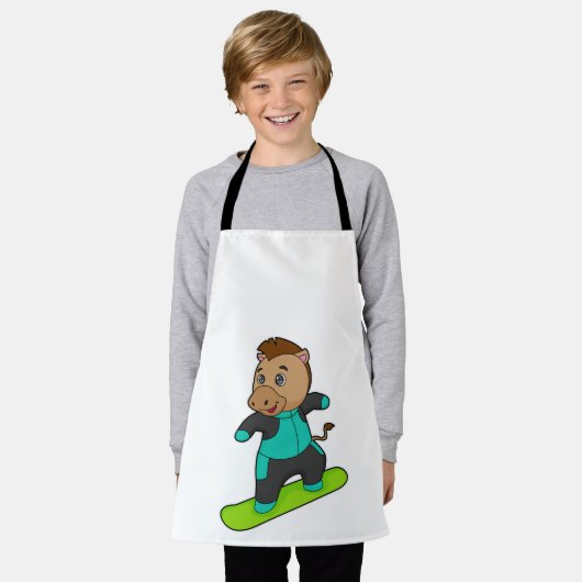 Horse as Snowboarder with Snowboard Schürze (Getragen)