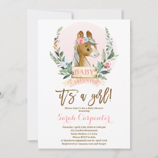 Horse Baby Dusche Einladung (Vorderseite)