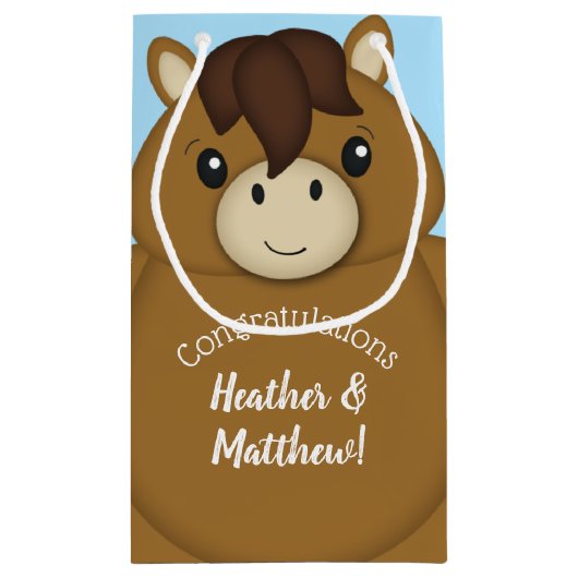 Horse Baby Shower Blue Kleine Geschenktüte (Rückseite)