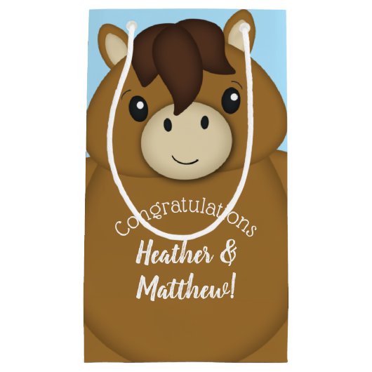 Horse Baby Shower Blue Kleine Geschenktüte (Vorderseite)