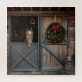 Horse Barn Christmas Wood Art Puzzle (Vertikal)