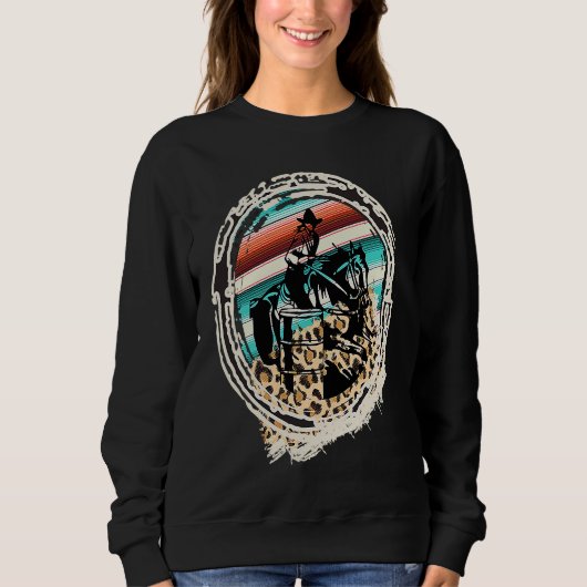 Horse Barrel Racing Serape Leopard Sweatshirt (Vorderseite)