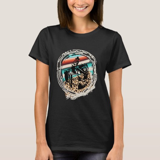 Horse Barrel Racing Serape Leopard T-Shirt (Vorderseite)