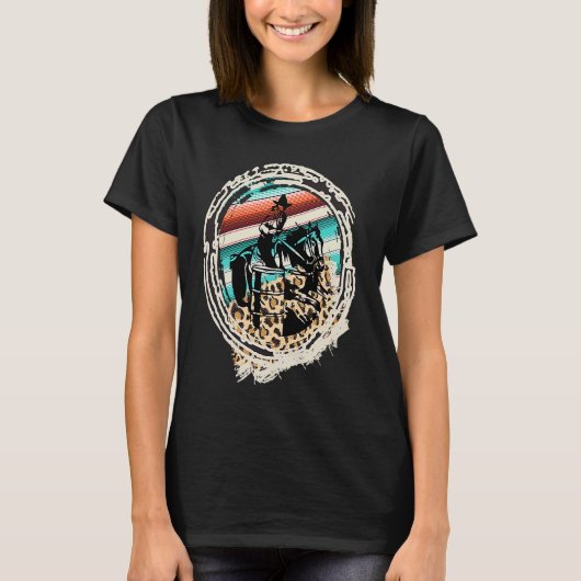 Horse Barrel Racing  Serape Leopard T-Shirt (Vorderseite)