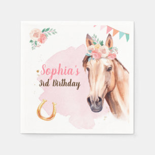 Horse Birthday Cowgirl Party Napkins Girl Pink Serviette