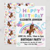 Horse Birthday Invitation White Einladung (Vorne/Hinten)