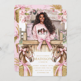 Horse Birthday Invitation with Black Girl Einladung